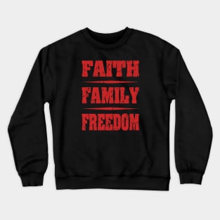 Faith Family Freedom distressed Red Crewneck Sweatshirt